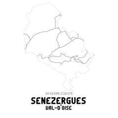 SENEZERGUES Val-d'Oise. Minimalistic street map with black and white lines.