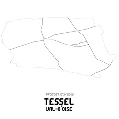 TESSEL Val-d'Oise. Minimalistic street map with black and white lines.