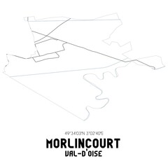 MORLINCOURT Val-d'Oise. Minimalistic street map with black and white lines.