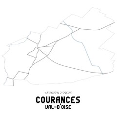 COURANCES Val-d'Oise. Minimalistic street map with black and white lines.