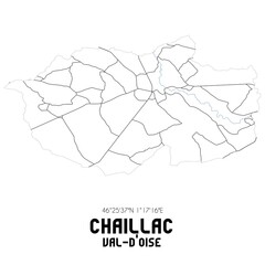 CHAILLAC Val-d'Oise. Minimalistic street map with black and white lines.