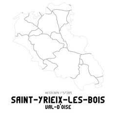 SAINT-YRIEIX-LES-BOIS Val-d'Oise. Minimalistic street map with black and white lines.