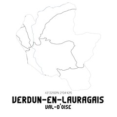 VERDUN-EN-LAURAGAIS Val-d'Oise. Minimalistic street map with black and white lines.