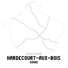 HARDECOURT-AUX-BOIS Somme. Minimalistic street map with black and white lines.
