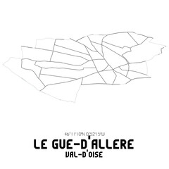 LE GUE-D'ALLERE Val-d'Oise. Minimalistic street map with black and white lines.