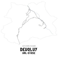 DEVOLUY Val-d'Oise. Minimalistic street map with black and white lines.