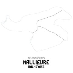 MALLIEVRE Val-d'Oise. Minimalistic street map with black and white lines.