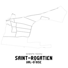 SAINT-ROGATIEN Val-d'Oise. Minimalistic street map with black and white lines.