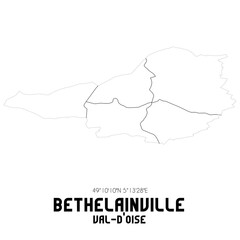 BETHELAINVILLE Val-d'Oise. Minimalistic street map with black and white lines.