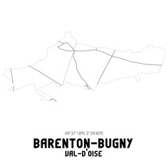 BARENTON-BUGNY Val-d'Oise. Minimalistic street map with black and white lines.
