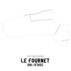 LE FOURNET Val-d'Oise. Minimalistic street map with black and white lines.