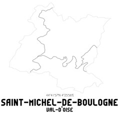Fototapeta premium SAINT-MICHEL-DE-BOULOGNE Val-d'Oise. Minimalistic street map with black and white lines.