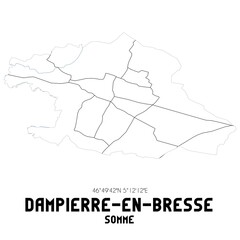 DAMPIERRE-EN-BRESSE Somme. Minimalistic street map with black and white lines.