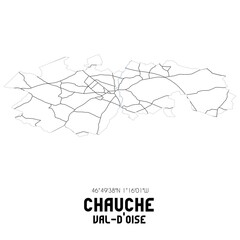 CHAUCHE Val-d'Oise. Minimalistic street map with black and white lines.