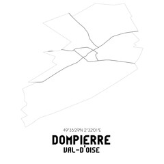 DOMPIERRE Val-d'Oise. Minimalistic street map with black and white lines.