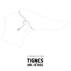 TIGNES Val-d'Oise. Minimalistic street map with black and white lines.