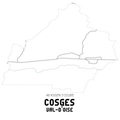 COSGES Val-d'Oise. Minimalistic street map with black and white lines.