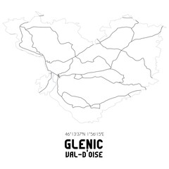 GLENIC Val-d'Oise. Minimalistic street map with black and white lines.