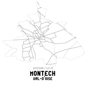 MONTECH Val-d'Oise. Minimalistic street map with black and white lines.