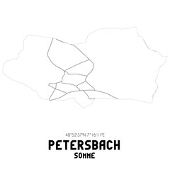 PETERSBACH Somme. Minimalistic street map with black and white lines.