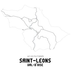 SAINT-LEONS Val-d'Oise. Minimalistic street map with black and white lines.