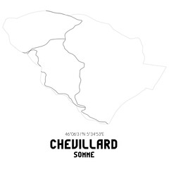 Fototapeta premium CHEVILLARD Somme. Minimalistic street map with black and white lines.