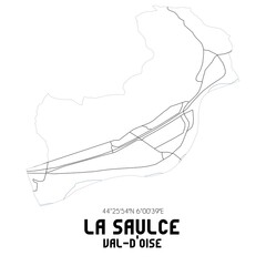 LA SAULCE Val-d'Oise. Minimalistic street map with black and white lines.