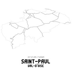 SAINT-PAUL Val-d'Oise. Minimalistic street map with black and white lines.