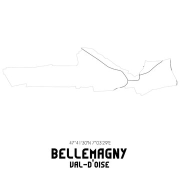 BELLEMAGNY Val-d'Oise. Minimalistic street map with black and white lines.