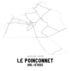LE POINCONNET Val-d'Oise. Minimalistic street map with black and white lines.