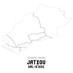 JATXOU Val-d'Oise. Minimalistic street map with black and white lines.