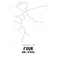 Obraz premium FOUR Val-d'Oise. Minimalistic street map with black and white lines.