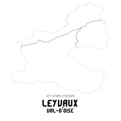 LEYVAUX Val-d'Oise. Minimalistic street map with black and white lines.
