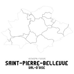 SAINT-PIERRE-BELLEVUE Val-d'Oise. Minimalistic street map with black and white lines.