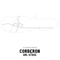 Naklejka premium CORBERON Val-d'Oise. Minimalistic street map with black and white lines.