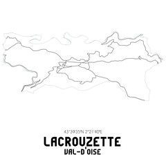 LACROUZETTE Val-d'Oise. Minimalistic street map with black and white lines.