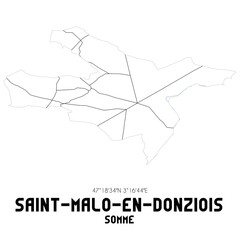 SAINT-MALO-EN-DONZIOIS Somme. Minimalistic street map with black and white lines.
