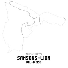 SAMSONS-LION Val-d'Oise. Minimalistic street map with black and white lines.