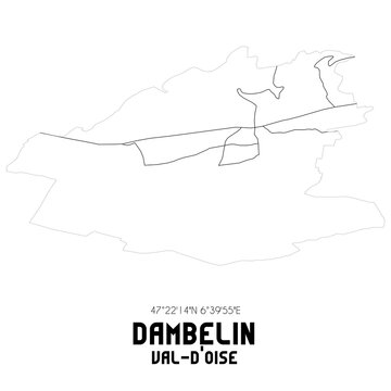 DAMBELIN Val-d'Oise. Minimalistic street map with black and white lines.