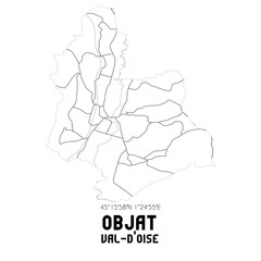 OBJAT Val-d'Oise. Minimalistic street map with black and white lines.