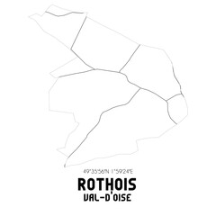 ROTHOIS Val-d'Oise. Minimalistic street map with black and white lines.
