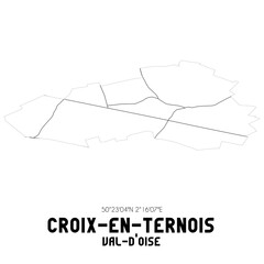 CROIX-EN-TERNOIS Val-d'Oise. Minimalistic street map with black and white lines.