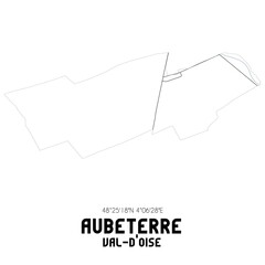 AUBETERRE Val-d'Oise. Minimalistic street map with black and white lines.