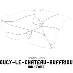 COUCY-LE-CHATEAU-AUFFRIQUE Val-d'Oise. Minimalistic street map with black and white lines.
