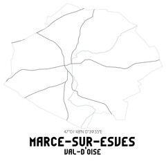 MARCE-SUR-ESVES Val-d'Oise. Minimalistic street map with black and white lines.