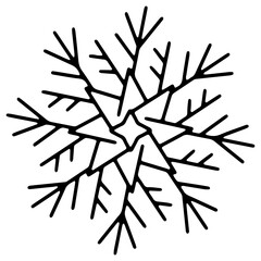 Simple Outline Snowflake Sign. Doodle Snowflake Icon.