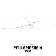 PFULGRIESHEIM Somme. Minimalistic street map with black and white lines.