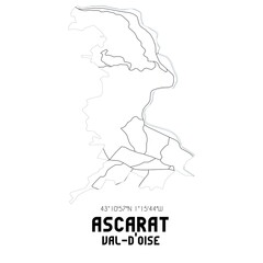 ASCARAT Val-d'Oise. Minimalistic street map with black and white lines.