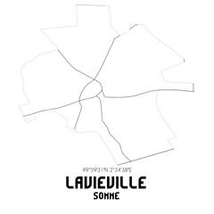 LAVIEVILLE Somme. Minimalistic street map with black and white lines.