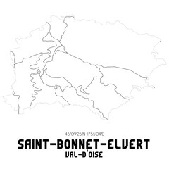 Fototapeta premium SAINT-BONNET-ELVERT Val-d'Oise. Minimalistic street map with black and white lines.
